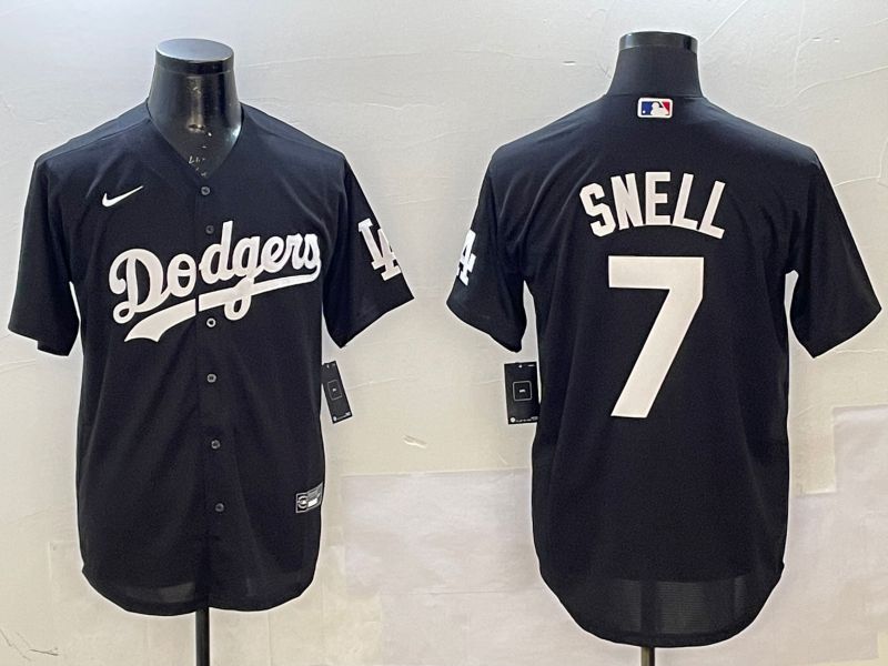 Men Los Angeles Dodgers #7 Snell Black Game 2025 Nike MLB Jersey style 6